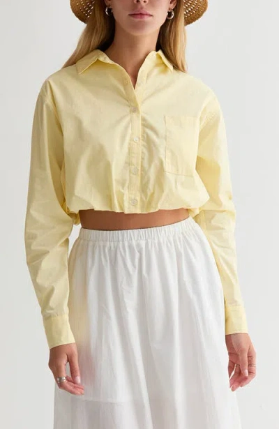 Crescent Poplin Bubble Hem Cropped Shirt In Multi
