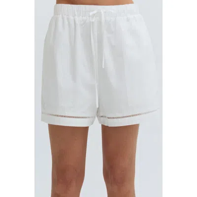 Crescent Poplin Lattice Trim Shorts In White