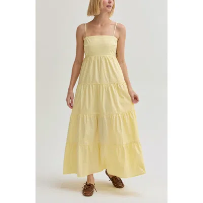 Crescent Poplin Tiered Maxi Dress In Light Yellow