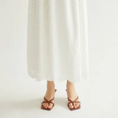 Crescent Raylene Eyelet Midi Skirt In White