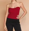 Crescent Rey Lurex Rib Corset Top In Ruby In Pink