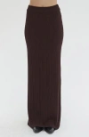 Crescent Ribbed Knit Maxi Skirt In Espresso