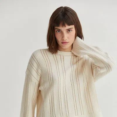 Crescent Rina Pointelle Sweater In Neutral