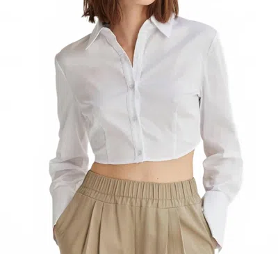 Crescent Rowen Cropped Button Down Top In White