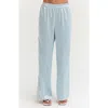 Crescent Satin Pull On Pants In Blue