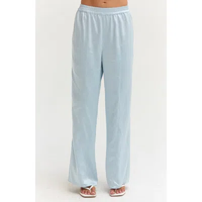 Crescent Satin Pull On Pants In Blue