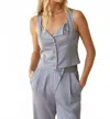 Crescent Satin Vest In Light Blue In Gray