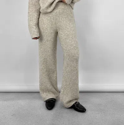 Crescent Seam Detail Textured Pants In Beige In Grey