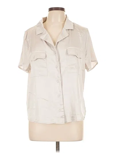 Pre-owned Crescent Short Sleeve Blouse In Ivory