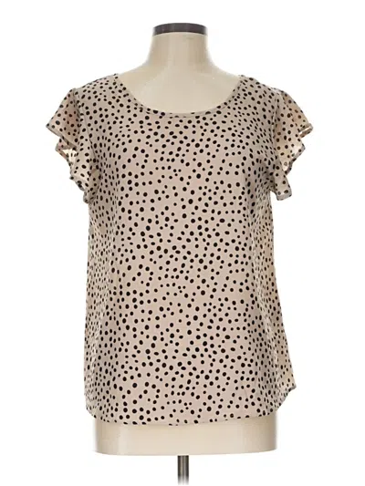 Pre-owned Crescent Short Sleeve Blouse In Tan