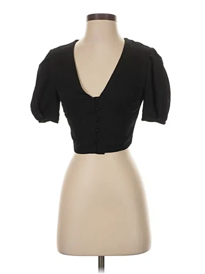 Pre-owned Crescent Short Sleeve Top Black Sweetheart Neckline Tops