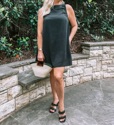 Crescent Sia Mini Baby Doll Sleeveless Dress In Black In Green