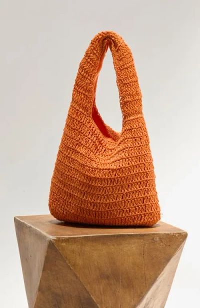 Crescent Solid Weave Bag In Orange