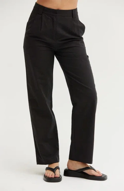Crescent Straight Leg Linen Trousers