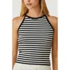 Crescent Stripe Halter Knit Top In Black