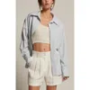 Crescent Striped Button Up Shirt In Mist