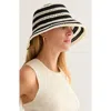 Crescent Striped Weave Hat In Black