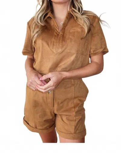 Crescent Suede The Day Short Sleeve Top In Brown