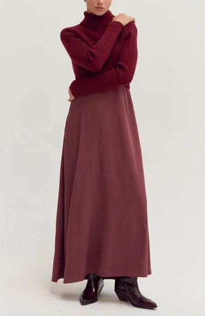 Crescent Sweater Top And Dress Set In Burgundy