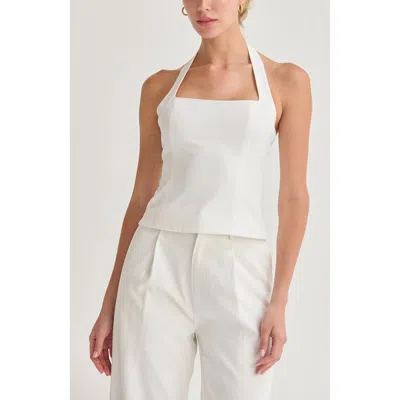 Crescent Tailored Halter Top In White