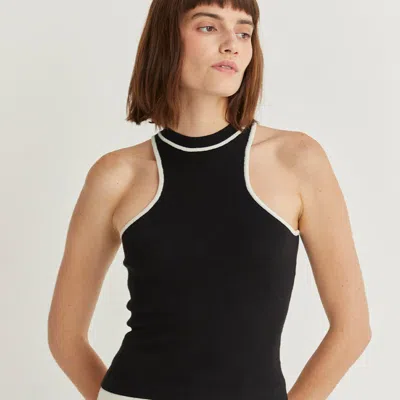 Crescent Tara Racer Knit Tank In Black