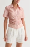 Crescent Tencel Blend Button Up Top In Pink