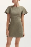 Crescent Textured Back Cut Out Mini Dress In Gray