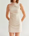 CRESCENT TEXTURED MINI SHEATH DRESS IN CREAM