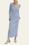 Crescent Textured Rib Knit Maxi Dress In Light Blue