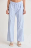 Crescent Textured Striped Drawstring Pants In Blue