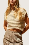 Crescent Textured Sweater Knit Crop Top In Bone