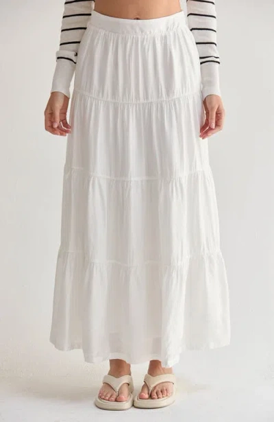 Crescent Tiered Tencel Maxi Skirt In White