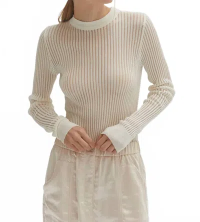 Crescent Tina Long Sleeve Slim Fit Knit Top In Ivory In Neutral