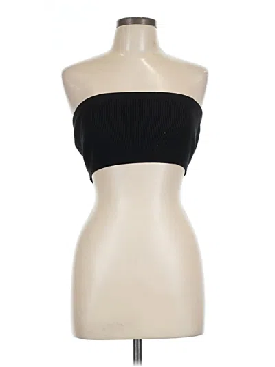 Crescent Tube Top Black Strapless Neckline Tops