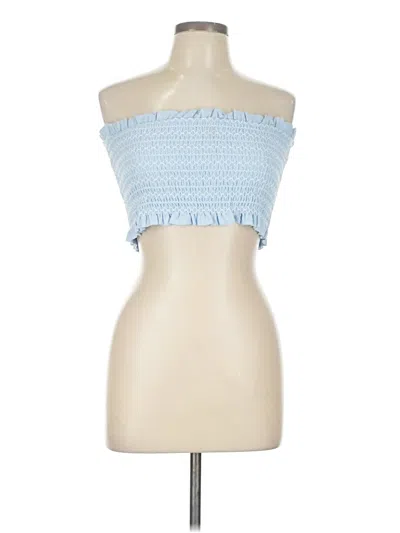 Pre-owned Crescent Tube Top Blue Strapless Neckline Tops
