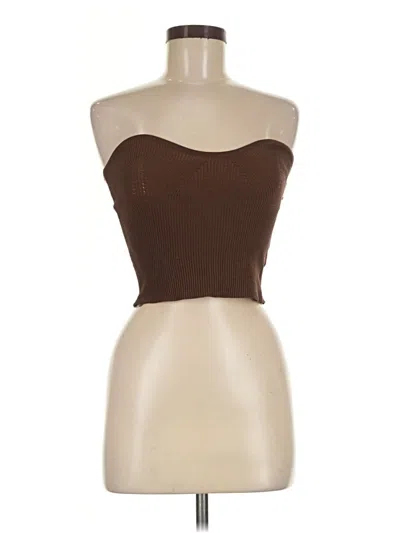 Pre-owned Crescent Tube Top Brown Strapless Neckline Tops