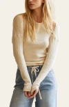 Crescent Two Piece Bolero Set Knit Top In Cream
