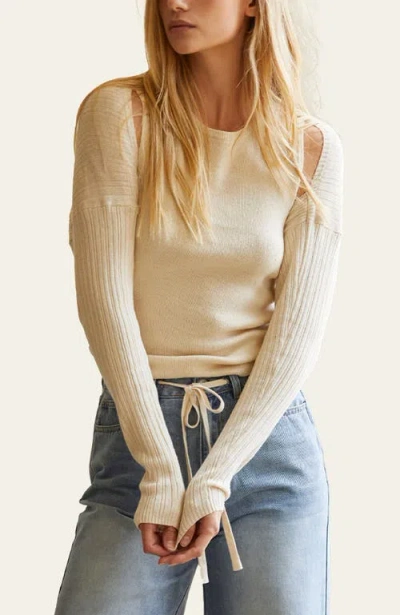 Crescent Two Piece Bolero Set Knit Top In Cream