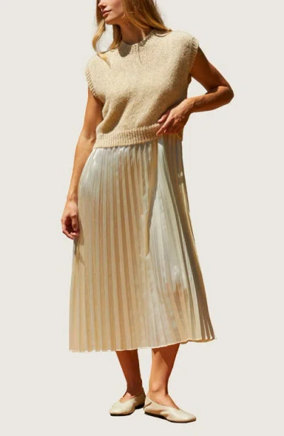 Crescent Twofer Sweater Top Dress In Multi