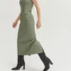 Crescent Valentina Vegan Leather Tube Dress In Green