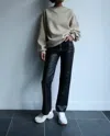 Crescent Vegan Leather Straight Leg Moto Pants In Black