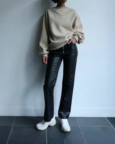 Crescent Vegan Leather Straight Leg Moto Pants In Black