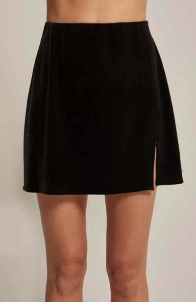 Crescent Velvet Mini Skirt In Black