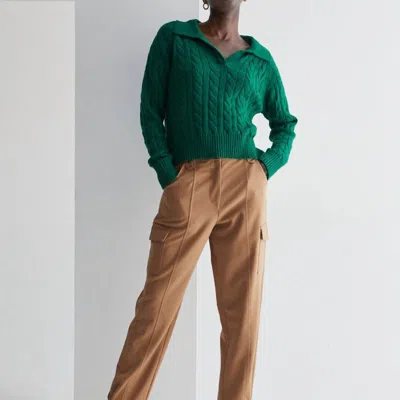 Crescent Vivian Pretzel Knit Top Sweater In Green