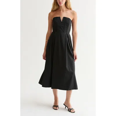 Crescent V-wire Modal Blend Midi Dress In Black