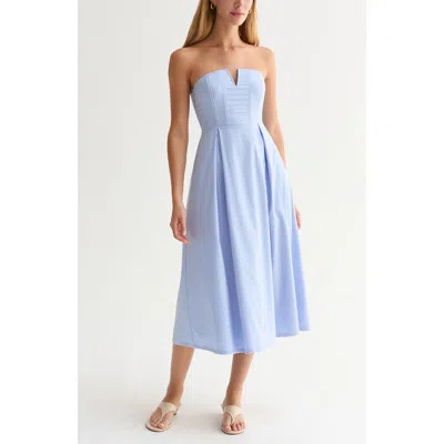 Crescent V-wire Modal Blend Midi Dress In Blue