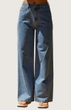 Crescent Wide Leg Denim Pants In Denim Blue