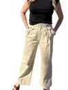 Crescent Wide Leg Pleaded Denim Pants In Bone In Neutral