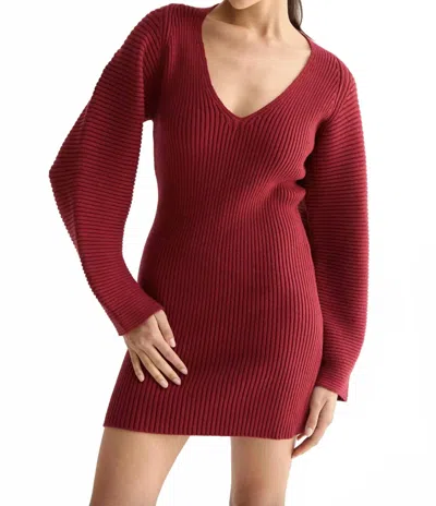 Crescent Women's Alondra Dolman Sleeve Mini Dress In Cabernet In Red