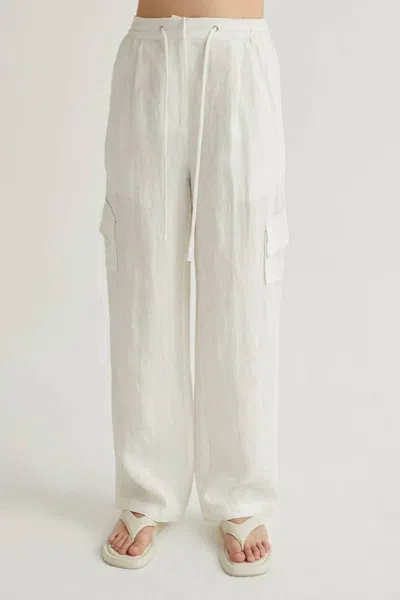 Crescent Women's Julez Linen Cargo Trouser In White